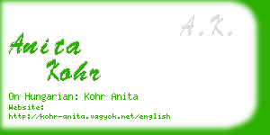 anita kohr business card